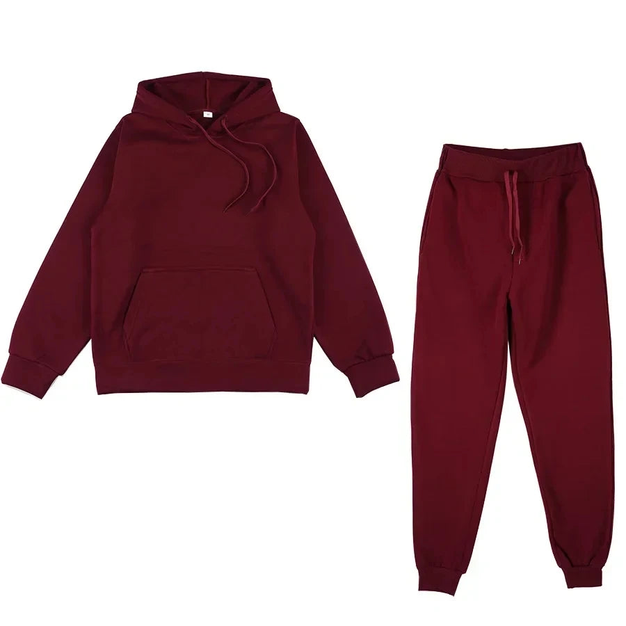 Unisex Casual Tracksuit Set – Hoodie & Sweatpants 2-Piece Warm Jogging Suit Style Heaven