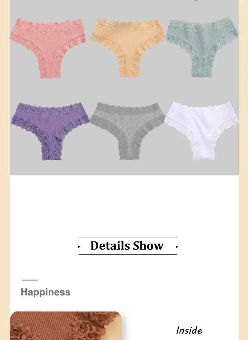5-Pack Lace Seamless Cotton Panties – Ribbed Brazilian Style | S–XL Style Heaven