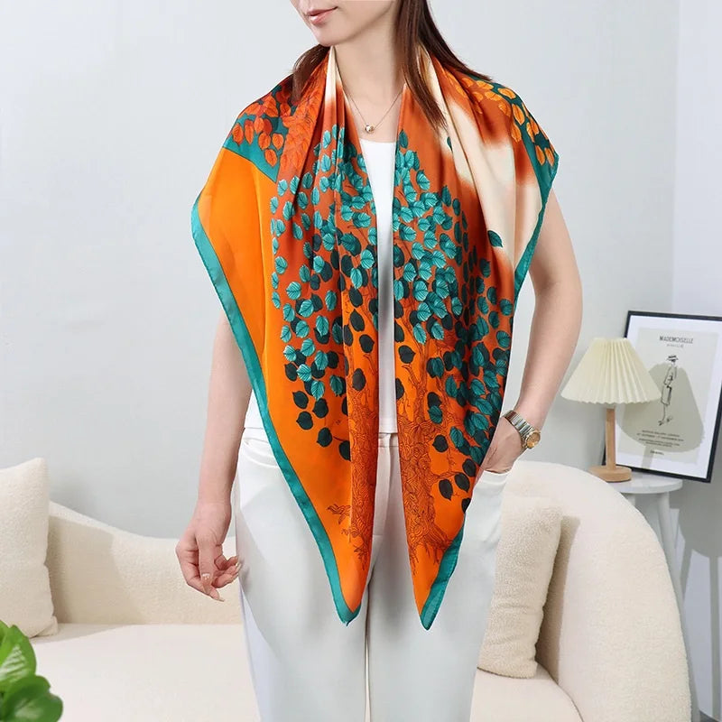 Large Imitation Silk Travel Scarf | 110x110cm Beach Sarong Wrap | Bikini Cover-Up for Women - Style Heaven