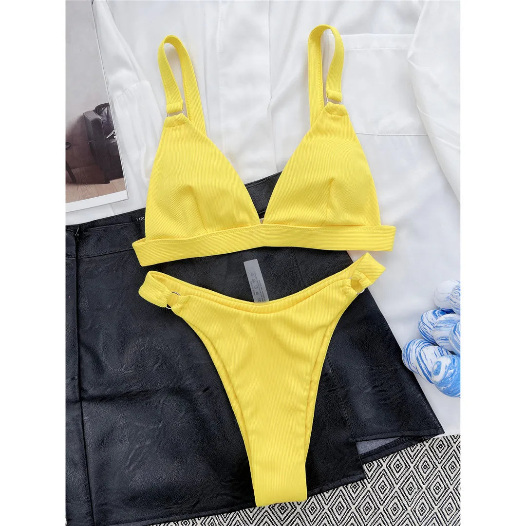 Sexy High Leg Cut Ribbed Bikini – Padded Two-Piece Swimsuit for Women – Chic Bathing Suit for Pool & Beach Style Heaven