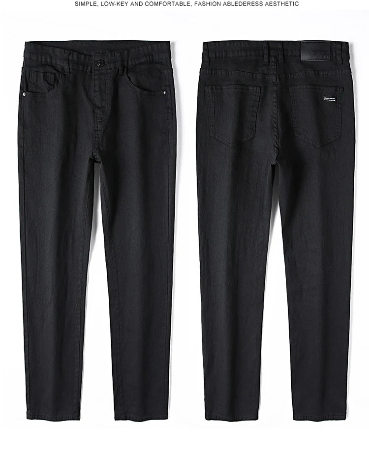 Men’s Pure Black Straight Fit Jeans – Trendy & Comfortable Business Casual Denim - Style Heaven