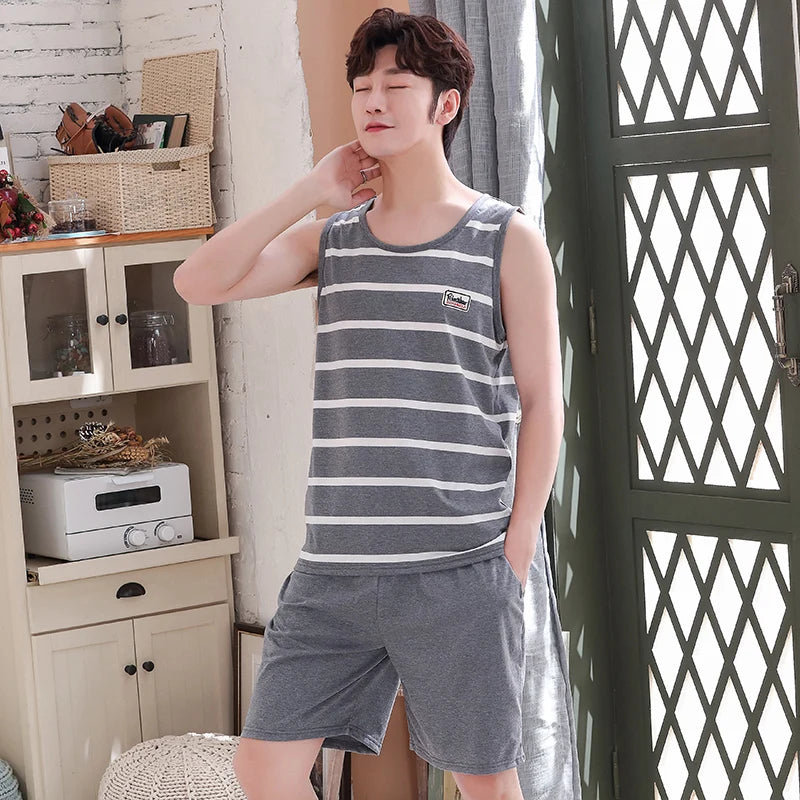 Men's Plus-Size Summer Pajama Set – Short Sleeve & Shorts Sleepwear Style Heaven