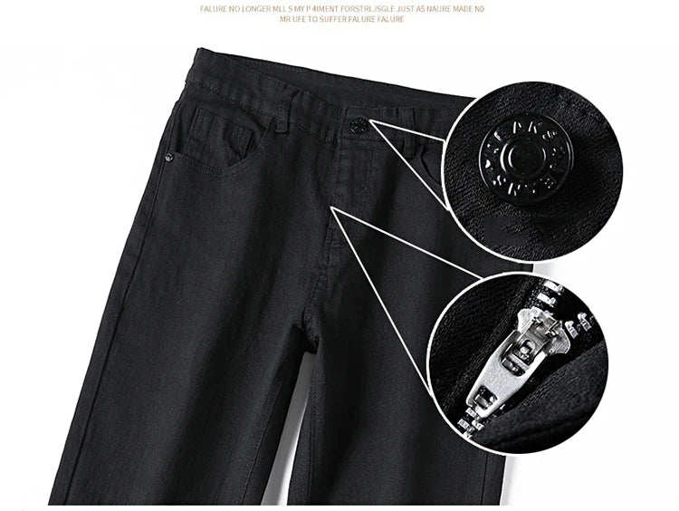 Men’s Pure Black Straight Fit Jeans – Trendy & Comfortable Business Casual Denim - Style Heaven