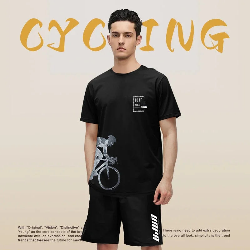 Men’s Summer Sports Suit – Quick-Dry Jogging Set with Bicycle Print | Breathable Sweatshirt & Sweatpants Style Heaven