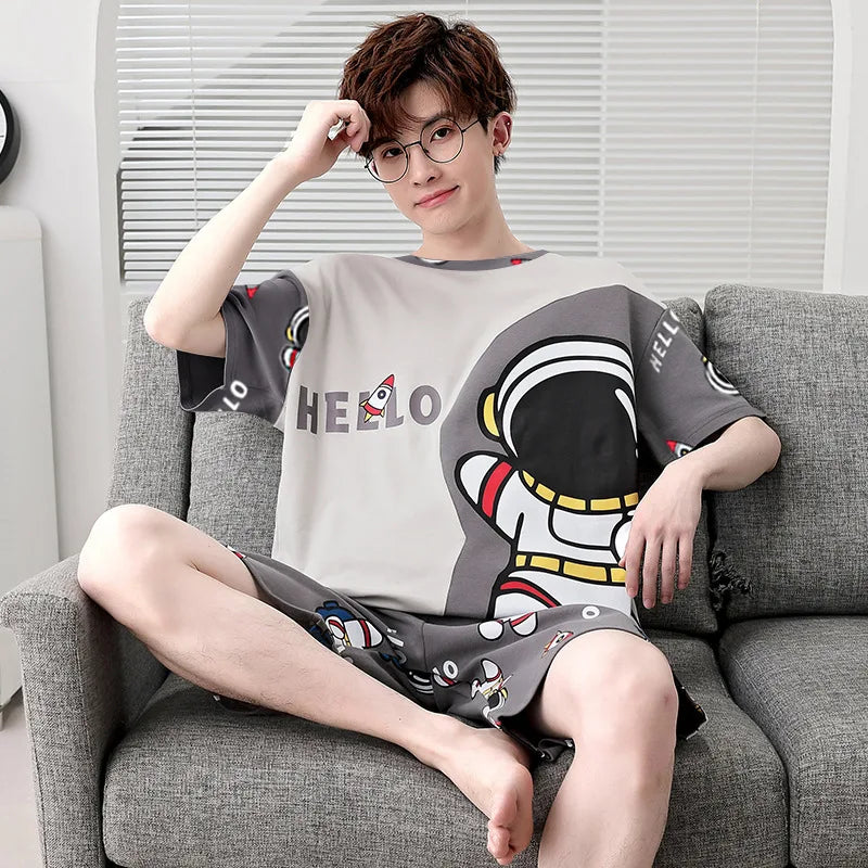 Men's Summer Sports Pajama Set – Short Sleeve Loose Casual Loungewear Plus Size Outfit Style Heaven