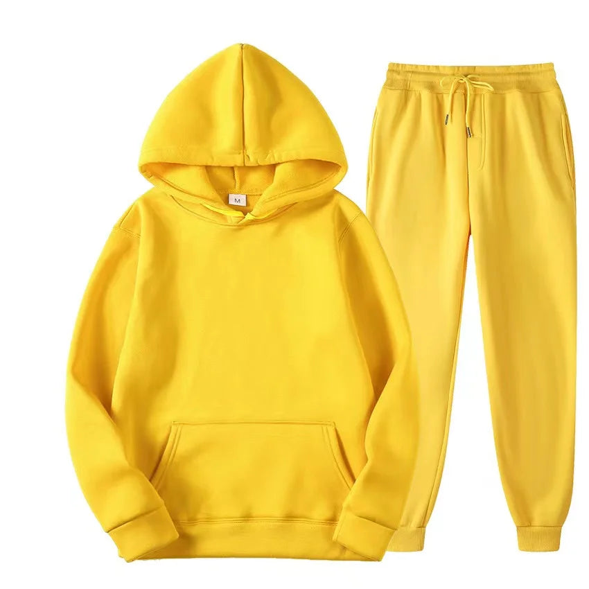 Unisex Casual Tracksuit Set – Hoodie & Sweatpants 2-Piece Warm Jogging Suit Style Heaven