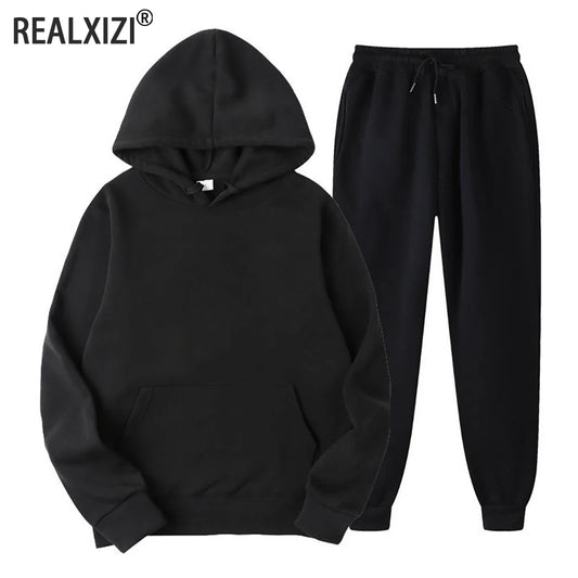 Men’s & Women’s Tracksuit – Hooded Sweatshirt + Drawstring Pants 2-Piece Sportswear Set Style Heaven