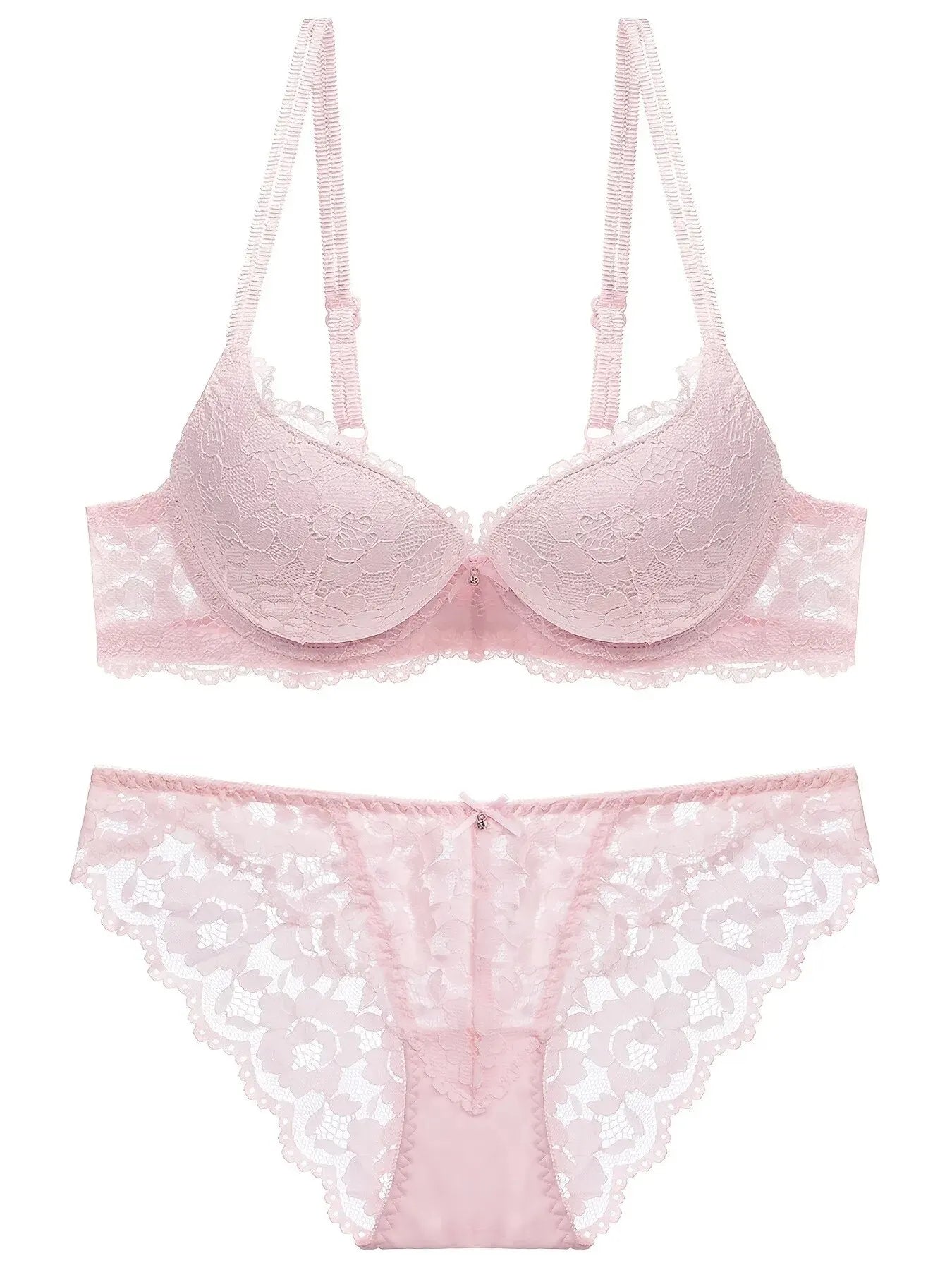 Elegant Lace Embroidery Lingerie Set – Push-Up Bra & Sheer Panty, Breathable Fabric, Perfect for Valentine's Day Style Heaven