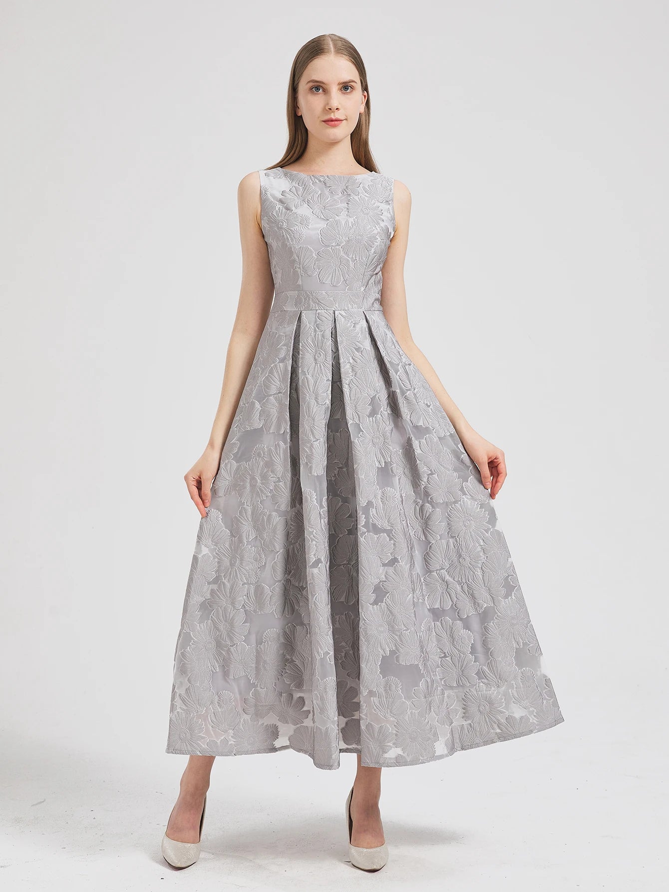 Women’s 2024 New Fashion Organza Flower Embroidery Long Dress – Elegant Sleeveless Evening Prom Dress Style Heaven