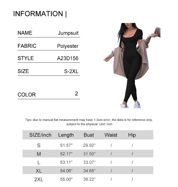 2025 Spring and Summer New Women's One-piece Short Sleeve Solid Color Sexy Slim Fit Street Style Jumpsuit Style Heaven