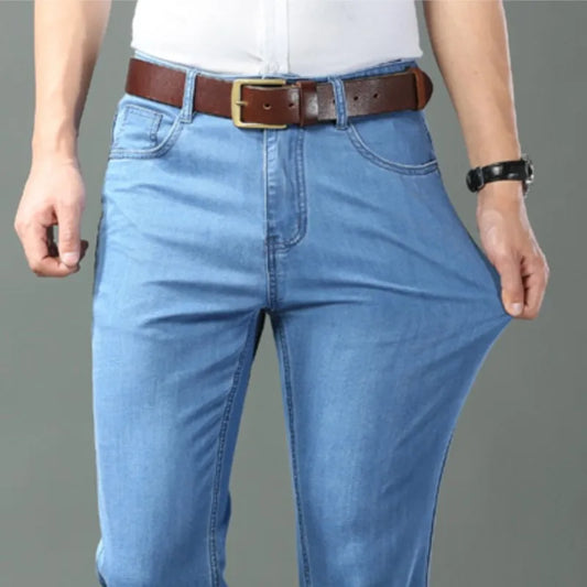Men’s Ice Silk Thin Denim Jeans – Lightweight Stretch Business Casual Pants - Style Heaven