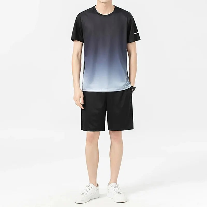 Unisex Quick-Dry 2-Piece Tracksuit – Oversized Short-Sleeve Sport Set for Summer 2024 Style Heaven