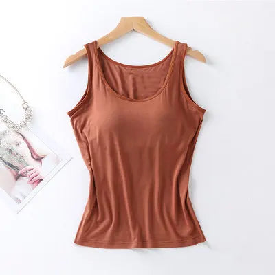 2025 Women’s Slim Fit Padded Tank Top – Built-In Bra Vest, Casual Sexy Underlay Shirt Style Heaven