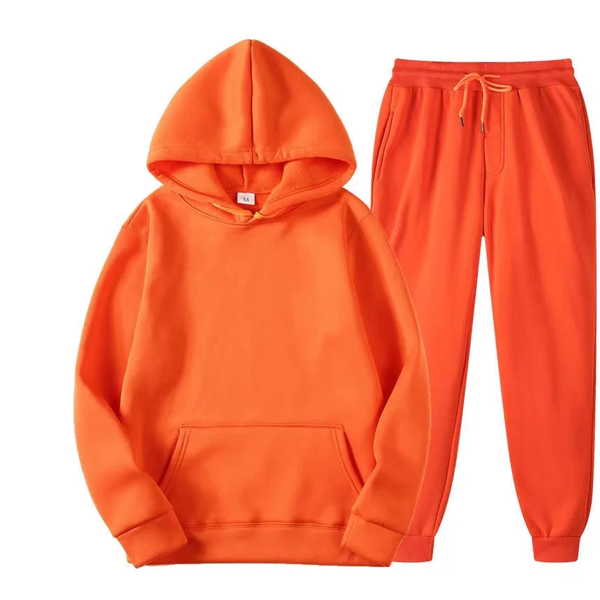 Unisex Casual Tracksuit Set – Hoodie & Sweatpants 2-Piece Warm Jogging Suit Style Heaven