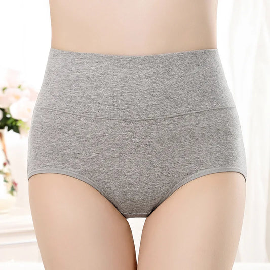 High-Waist Abdominal Shaping Briefs – Cotton Plus Size Underpants for Women