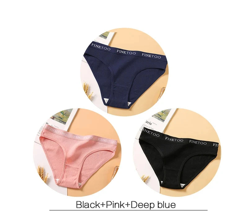 FINETOO 3-Piece Women's Cotton Underwear Set – Soft & Sexy Solid Color Panties - Style Heaven