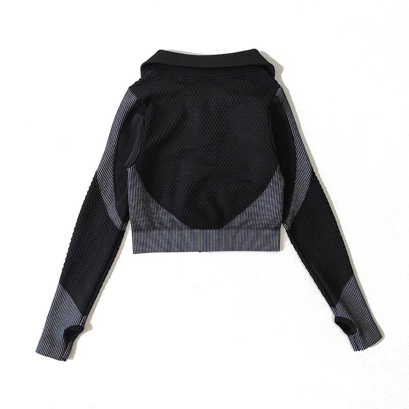 2-Piece Seamless Yoga Set for Women – Long Sleeve Crop Top & High Waist Leggings Gym Outfit Style Heaven
