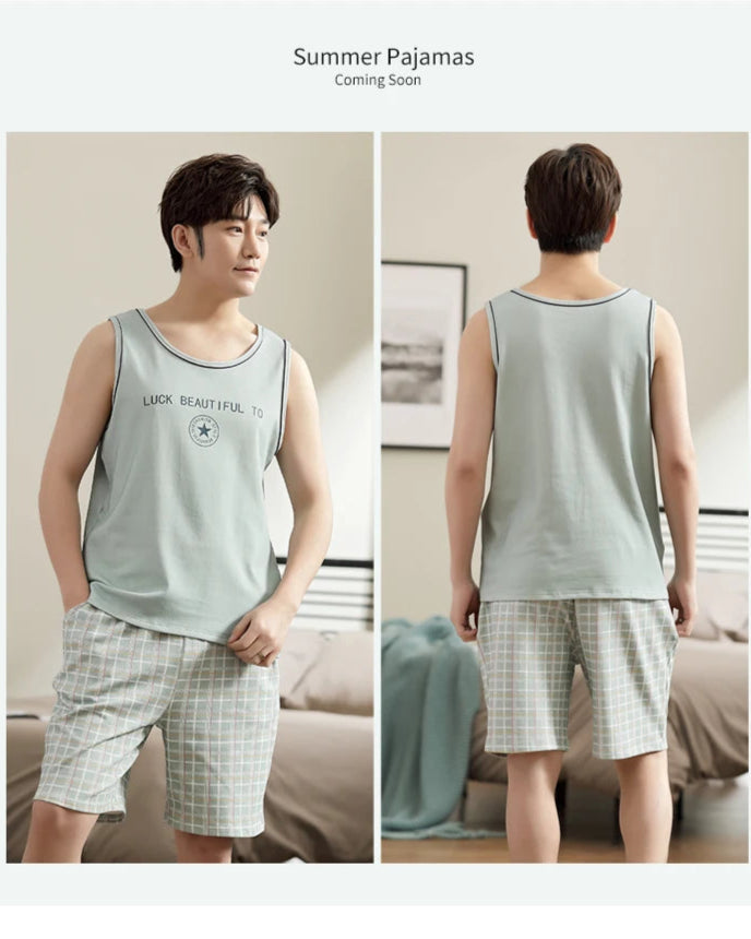 Men's Plus-Size Summer Pajama Set – Short Sleeve & Shorts Sleepwear Style Heaven
