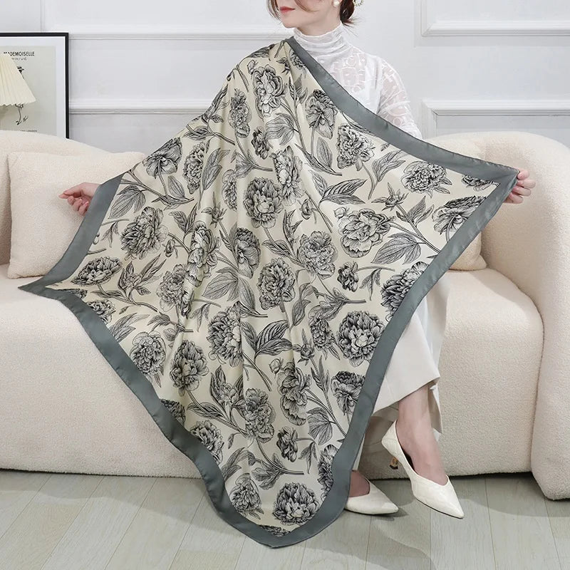 Large Imitation Silk Travel Scarf | 110x110cm Beach Sarong Wrap | Bikini Cover-Up for Women - Style Heaven
