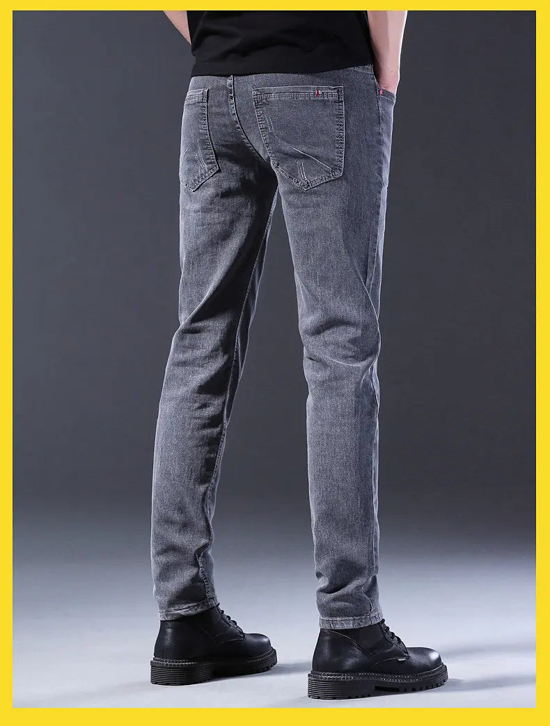 2024 Men’s Fashion Korean Style Straight-Leg Grey Denim Jeans Style Heaven