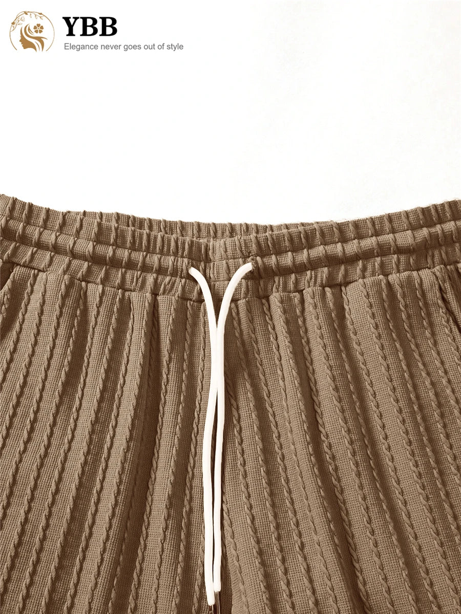 Men’s Two-Piece Summer Set – Solid Stripe T-Shirt & Shorts Casual Gym Streetwear Style Heaven