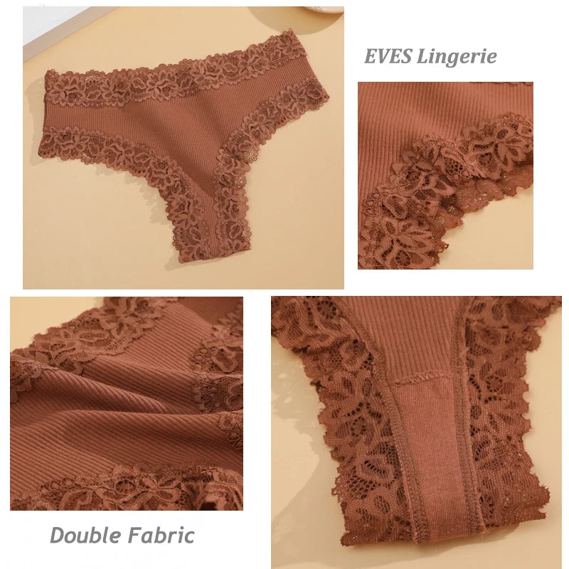 5-Pack Lace Seamless Cotton Panties – Ribbed Brazilian Style | S–XL Style Heaven