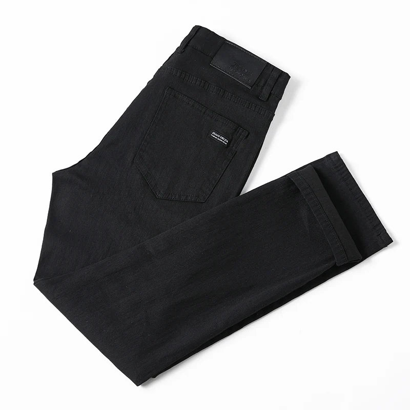 Men’s Pure Black Straight Fit Jeans – Trendy & Comfortable Business Casual Denim - Style Heaven