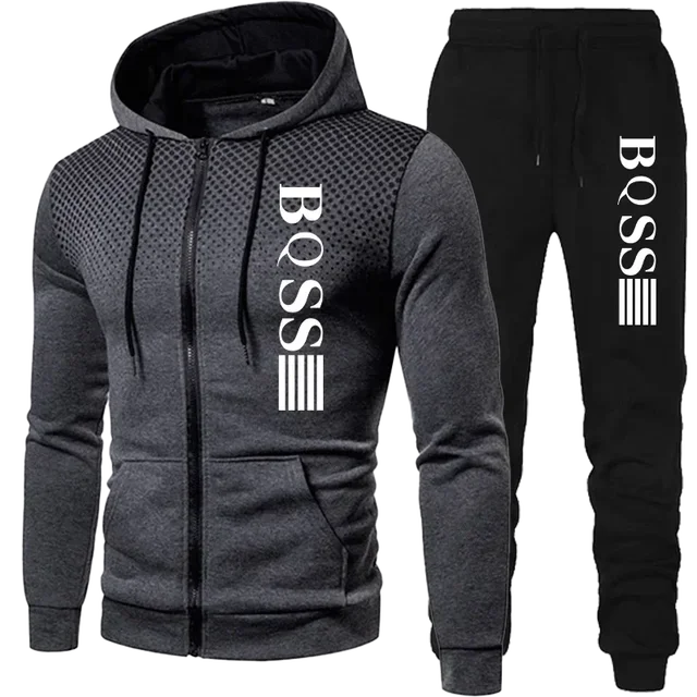 Men’s Spotted Sweatshirt Suit – Hoodie & Pants | Winter Two-Piece Fashion Tracksuit Style Heaven