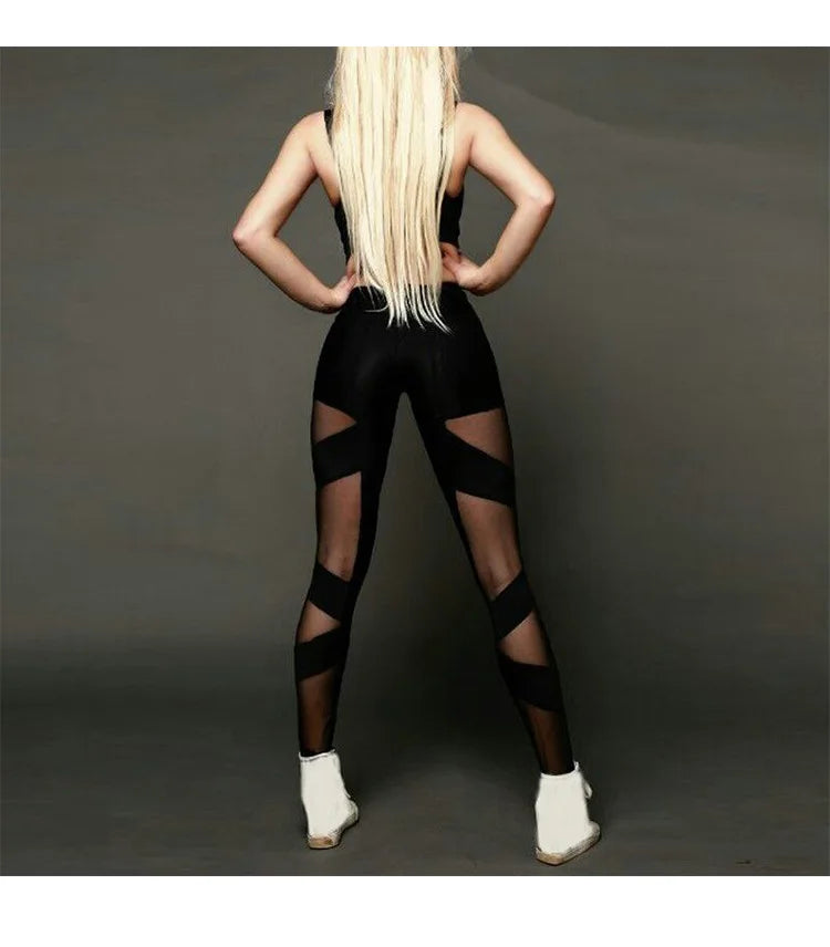 High Waist Mesh Stitching Yoga Leggings – Sexy See-Through Sports & Dance Pants for Women Style Heaven