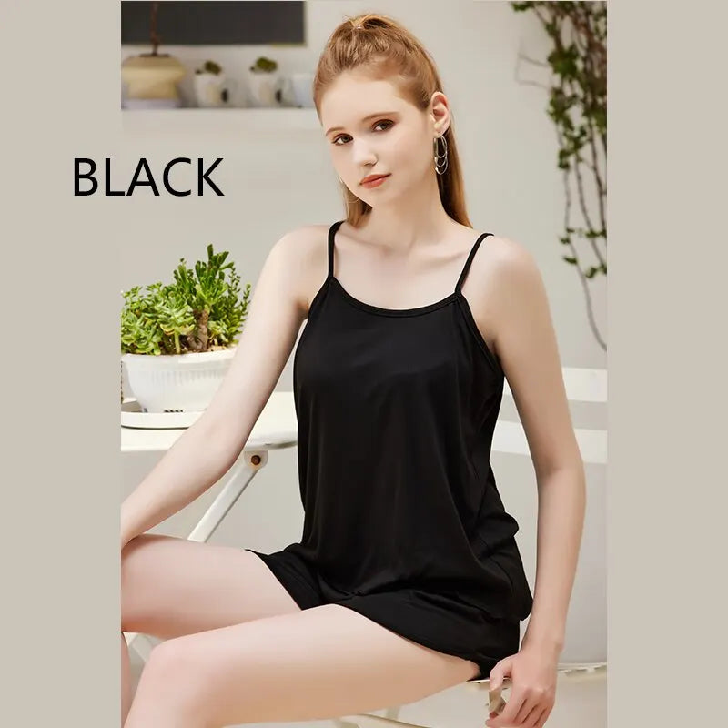 Women’s Spaghetti Strap Pajama Set – Soft & Smooth Nightwear with Camisole & Shorts Style Heaven