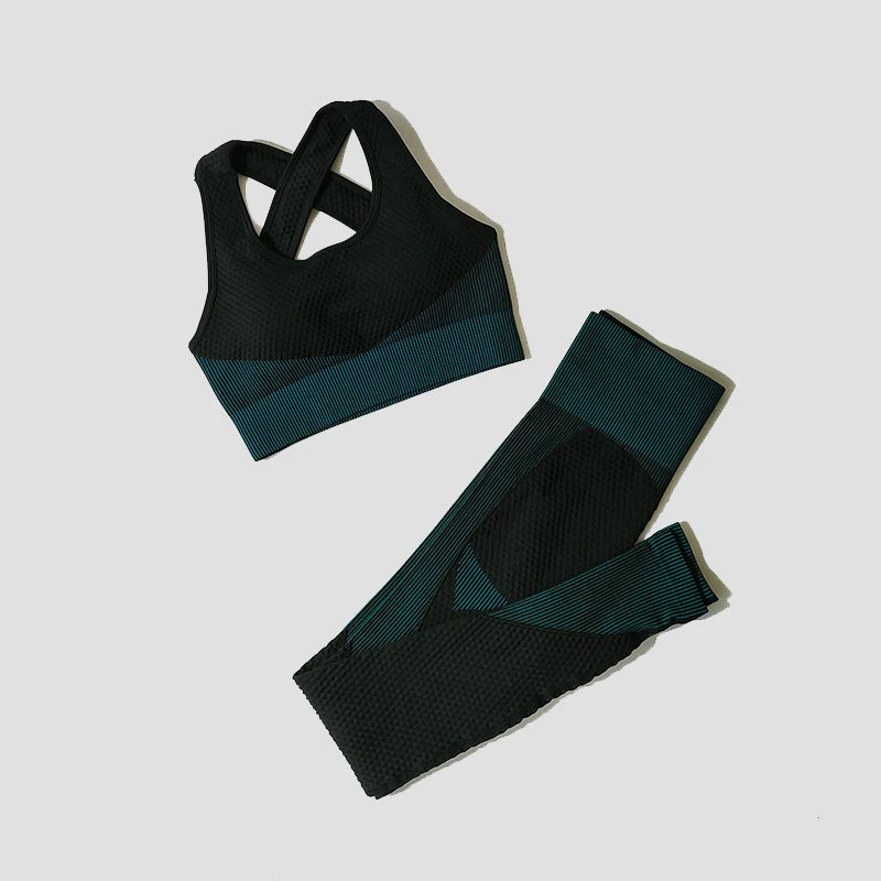 2/3Pcs Women’s Seamless Yoga Suit – Knitted Leggings & Zipper Crop Top Fitness Sportswear Gym Set Style Heaven