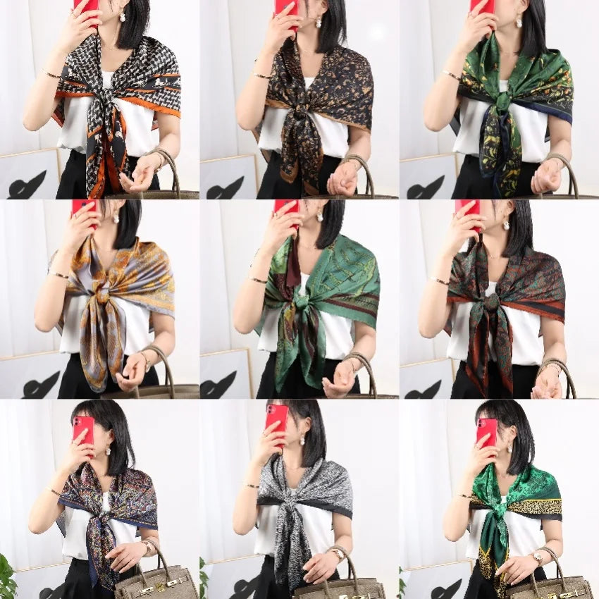 Large Imitation Silk Travel Scarf | 110x110cm Beach Sarong Wrap | Bikini Cover-Up for Women - Style Heaven