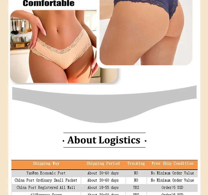 5-Pack Lace Seamless Cotton Panties – Ribbed Brazilian Style | S–XL Style Heaven