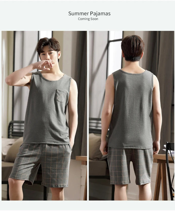 Men's Plus-Size Summer Pajama Set – Short Sleeve & Shorts Sleepwear Style Heaven