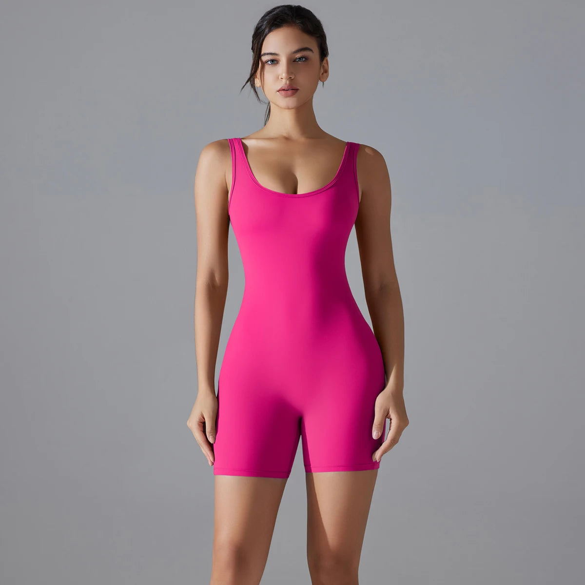 V-Back Scrunch Sports Jumpsuit – Sleeveless One-Piece Gym & Yoga Bodysuit for Women Style Heaven