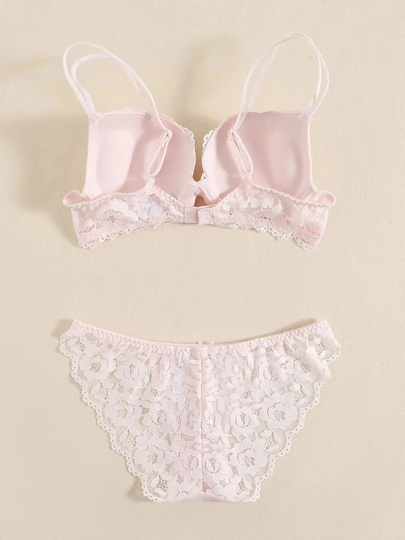 Elegant Lace Embroidery Lingerie Set – Push-Up Bra & Sheer Panty, Breathable Fabric, Perfect for Valentine's Day Style Heaven