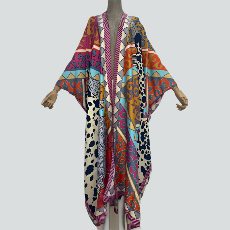 Elegant Women’s Boho Kaftan Kimono | Colorful Beachwear Cardigan | Summer Party Holiday Cover-Up - Style Heaven