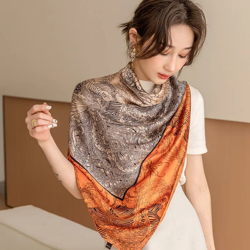 Large Imitation Silk Travel Scarf | 110x110cm Beach Sarong Wrap | Bikini Cover-Up for Women - Style Heaven