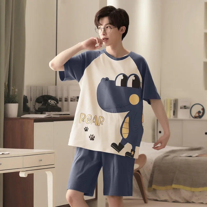 Men's Summer Sports Pajama Set – Short Sleeve Loose Casual Loungewear Plus Size Outfit Style Heaven