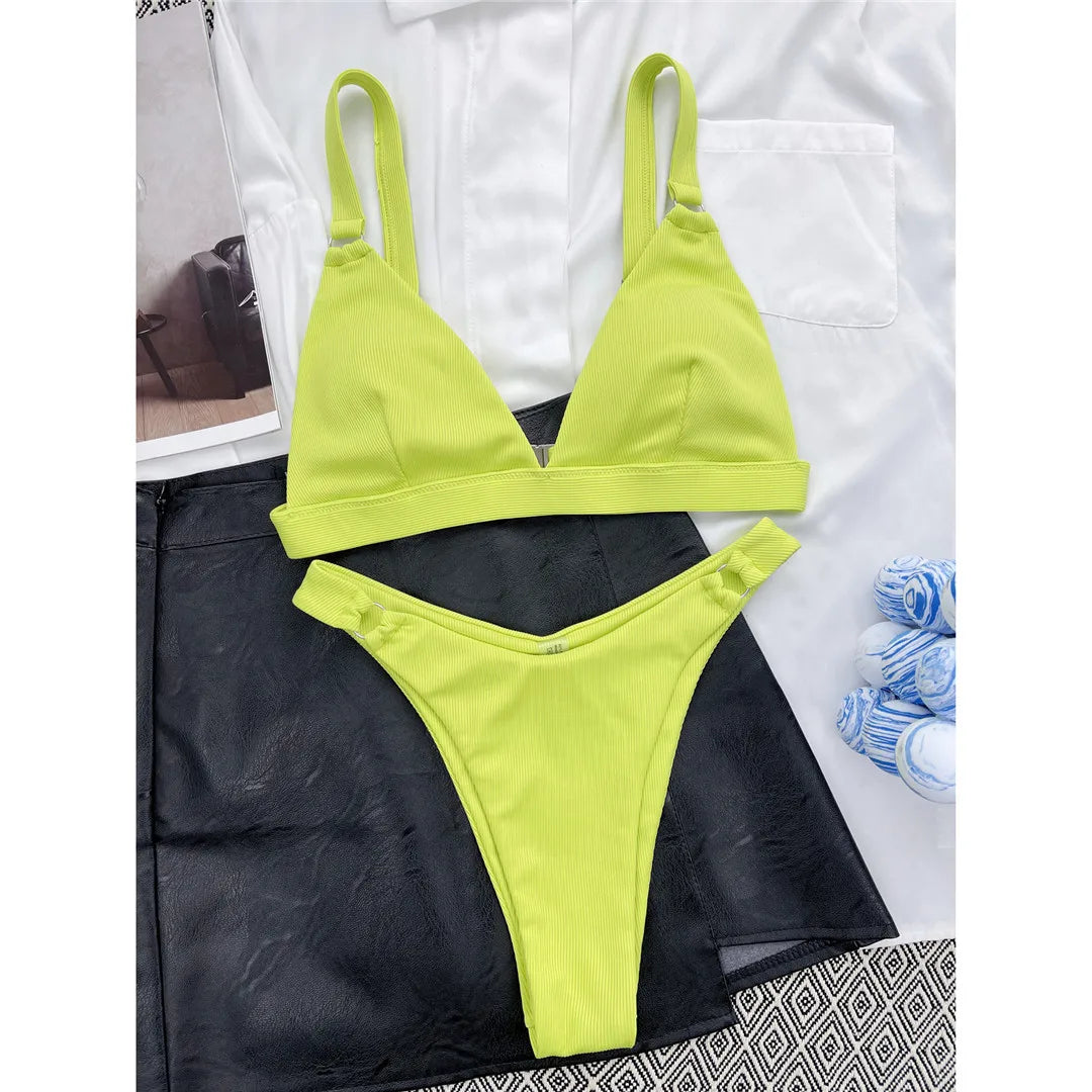 Sexy High Leg Cut Ribbed Bikini – Padded Two-Piece Swimsuit for Women – Chic Bathing Suit for Pool & Beach Style Heaven