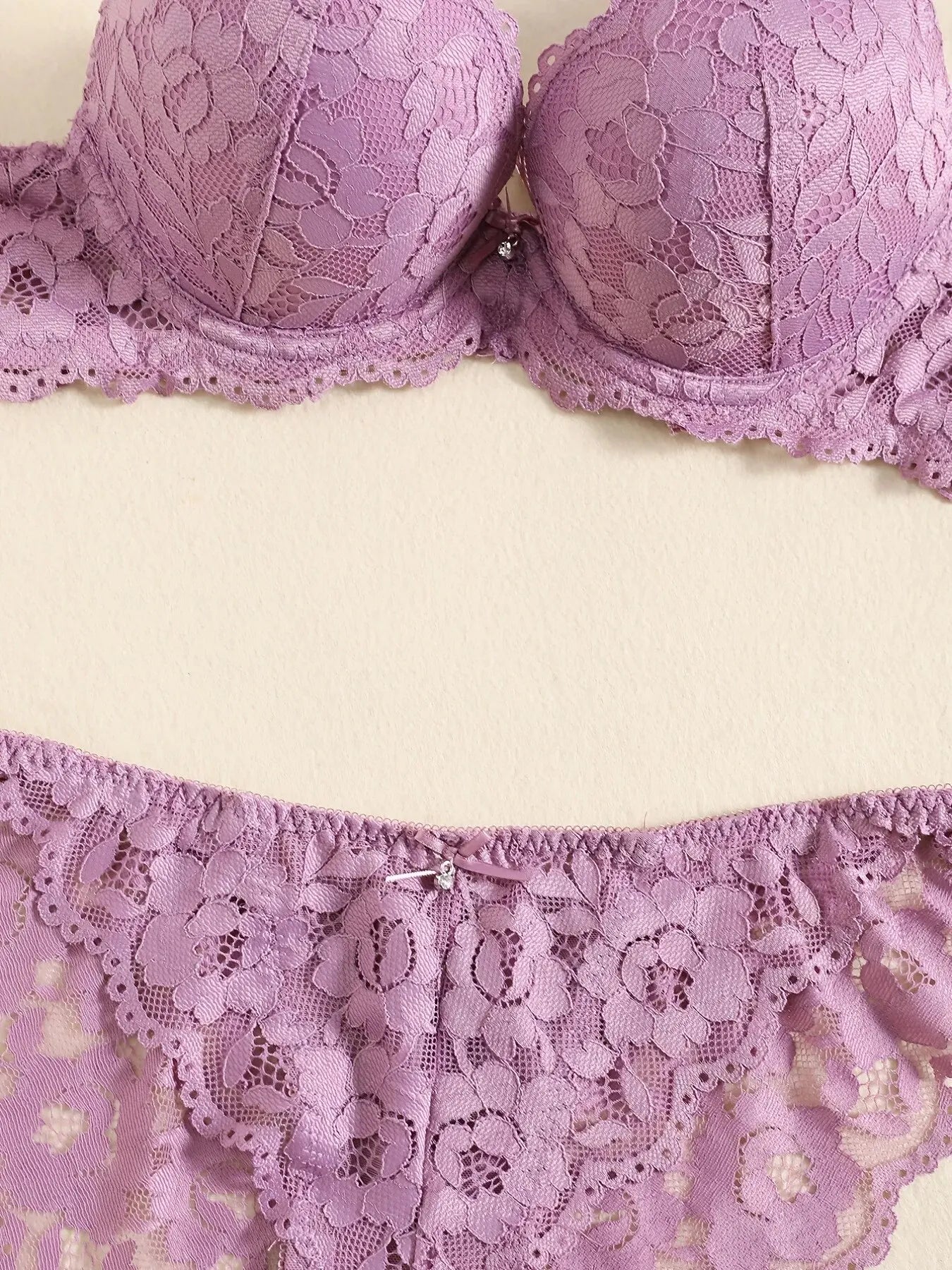 Elegant Lace Embroidery Lingerie Set – Push-Up Bra & Sheer Panty, Breathable Fabric, Perfect for Valentine's Day Style Heaven