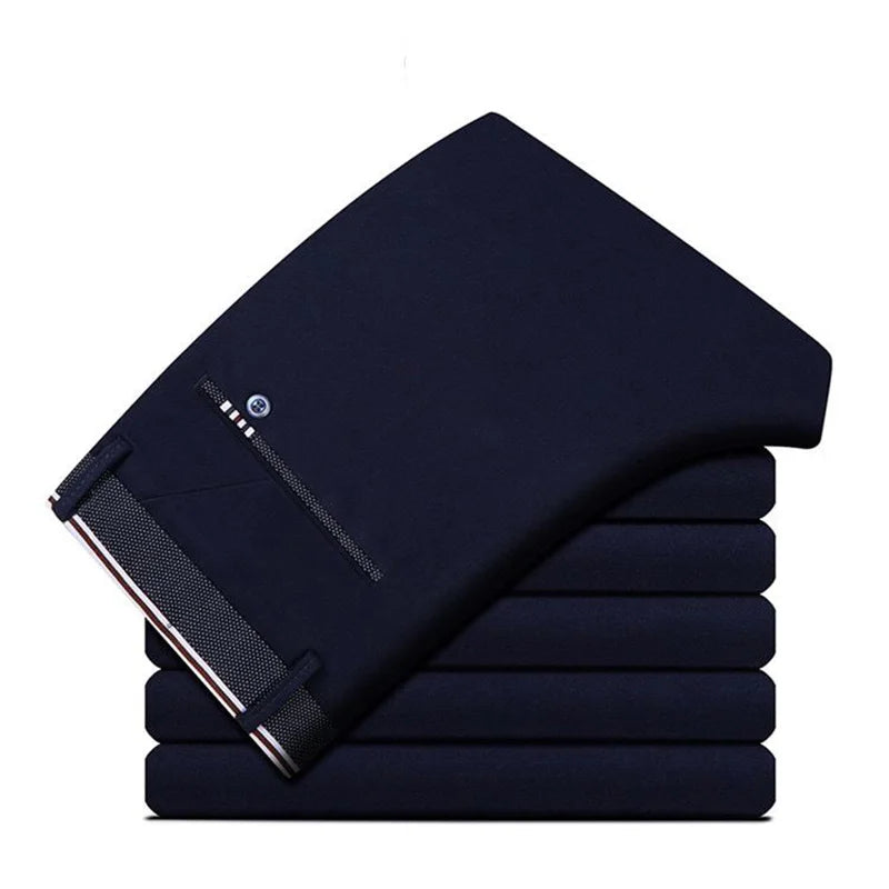 Men’s Summer Business Casual Suit Pants – Elastic Waist, Straight Fit Formal Trousers (Plus Size 28-40) - Style Heaven