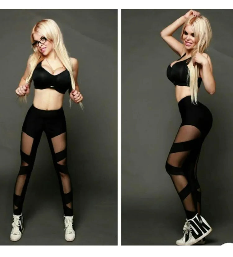 High Waist Mesh Stitching Yoga Leggings – Sexy See-Through Sports & Dance Pants for Women Style Heaven