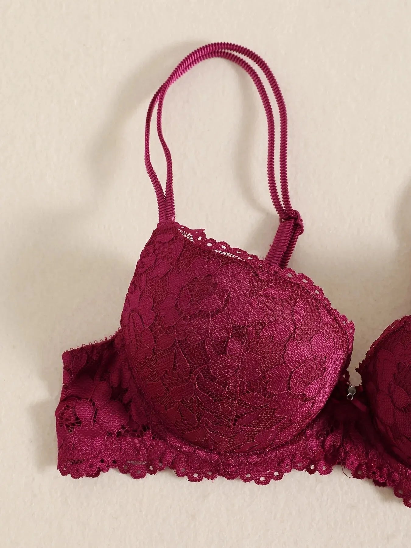 Elegant Lace Embroidery Lingerie Set – Push-Up Bra & Sheer Panty, Breathable Fabric, Perfect for Valentine's Day Style Heaven