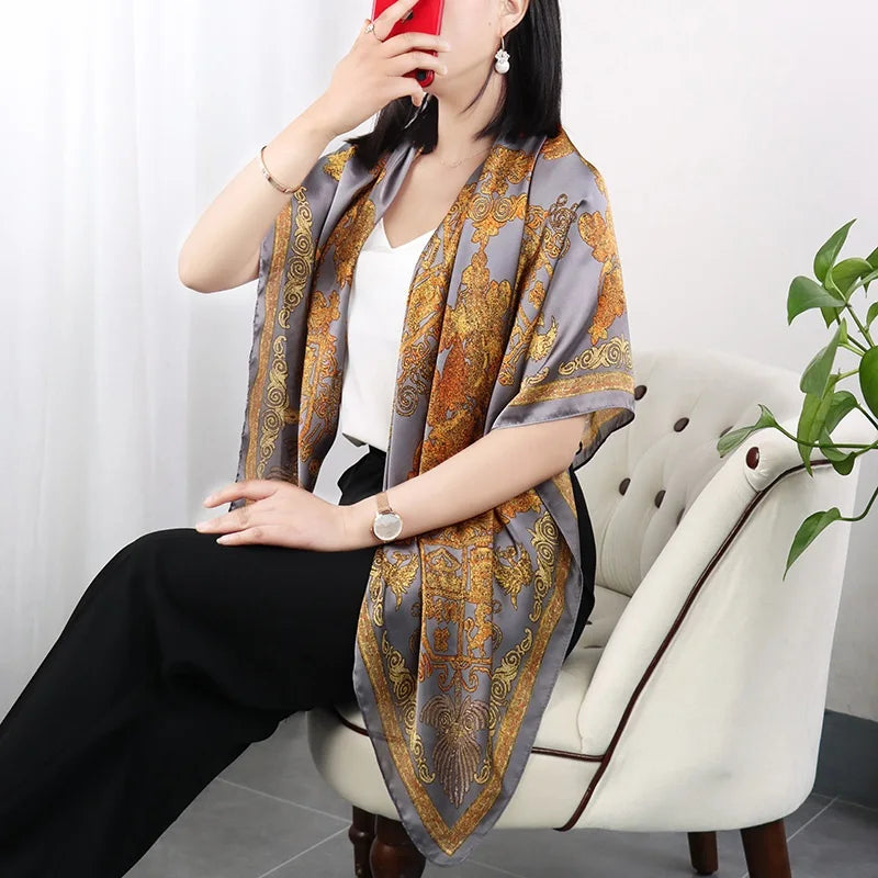 Large Imitation Silk Travel Scarf | 110x110cm Beach Sarong Wrap | Bikini Cover-Up for Women - Style Heaven