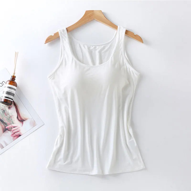 2025 Women’s Slim Fit Padded Tank Top – Built-In Bra Vest, Casual Sexy Underlay Shirt Style Heaven