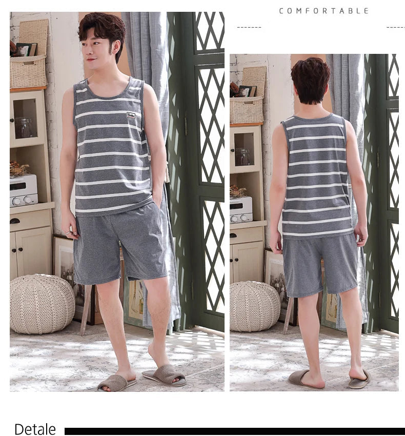 Men's Plus-Size Summer Pajama Set – Short Sleeve & Shorts Sleepwear Style Heaven