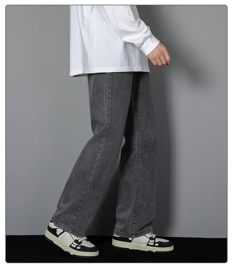 2025 New Korean Men's Wide-Leg Denim Jeans – Classic Straight-Leg Casual Pants Style Heaven