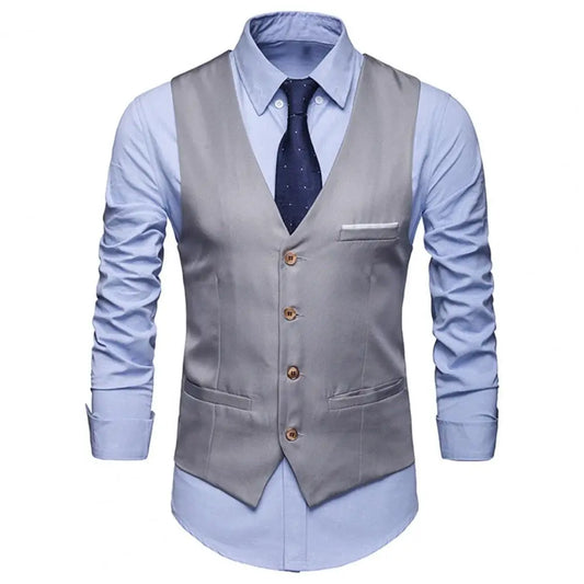 Men’s Classic Business Waistcoat – Lightweight Solid Color Formal Vest for Work & Events Style Heaven