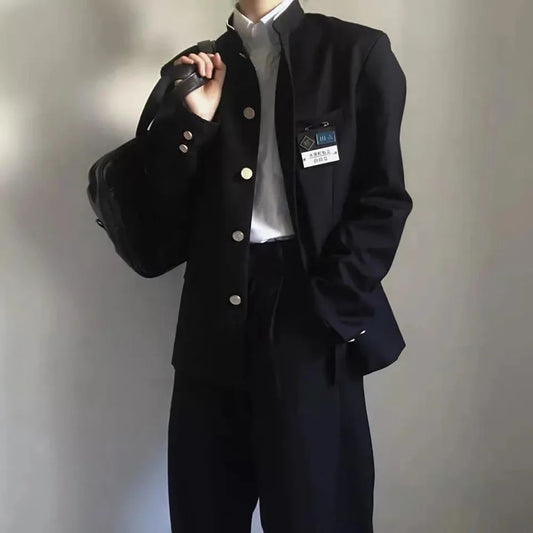 Men’s Japanese College Uniform Jacket – Stand-Up Collar Suit Jacket for Trendy School & Casual Wear Style Heaven
